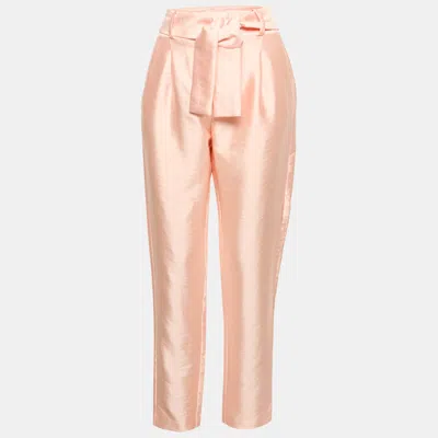 Zimmermann Pink Satin Waist Tie-up Trousers In Purple
