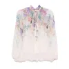 Zimmermann Multicolour Floral Top With High Neckline And Tie Detail