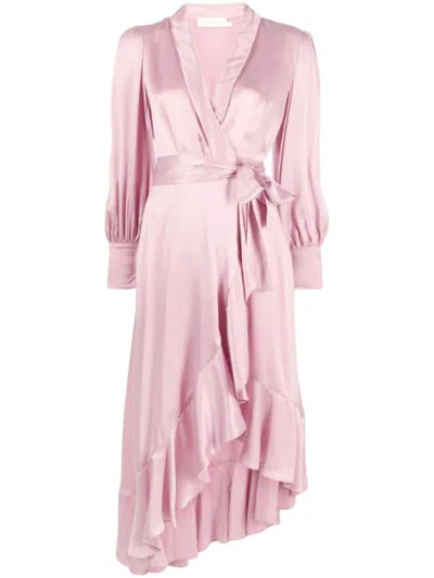 Zimmermann Pink Wrap Midi Dress