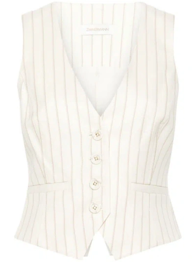 Zimmermann Pinstriped Herringbone Waistcoat In White