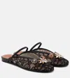 Zimmermann Pixie Embellished Leather-trimmed Mules In Black