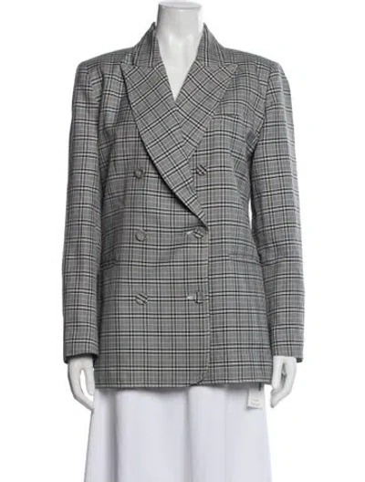 Pre-owned Zimmermann Plaid Print Blazer In Gray