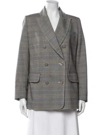 Pre-owned Zimmermann Plaid Print Blazer In Grey