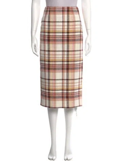 Pre-owned Zimmermann Plaid Print Midi Length Skirt In Neutral