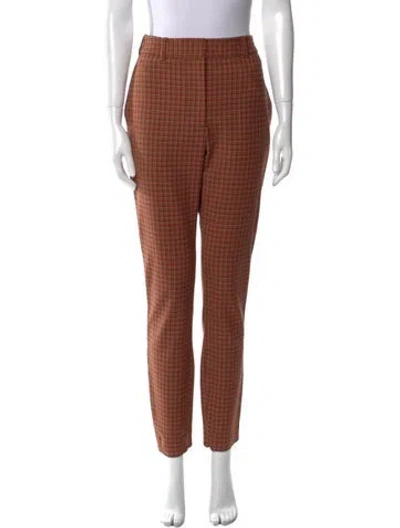 Pre-owned Zimmermann Plaid Print Skinny Leg Pants In Red