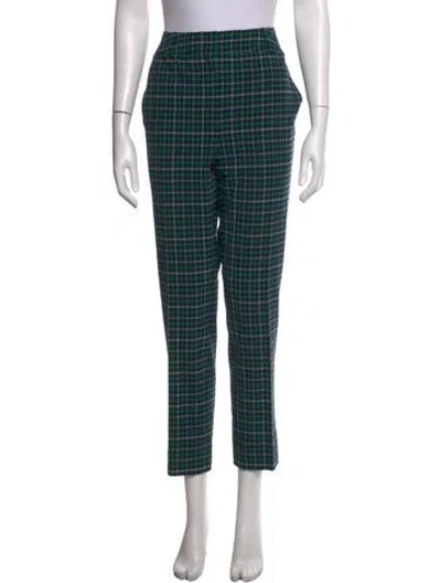 Pre-owned Zimmermann Plaid Print Straight Leg Pants In Green