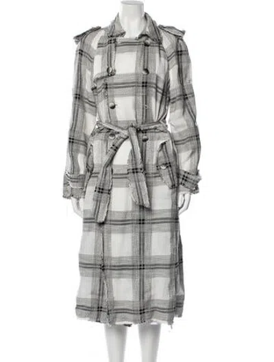 Pre-owned Zimmermann Plaid Print Trench Coat In Black/white