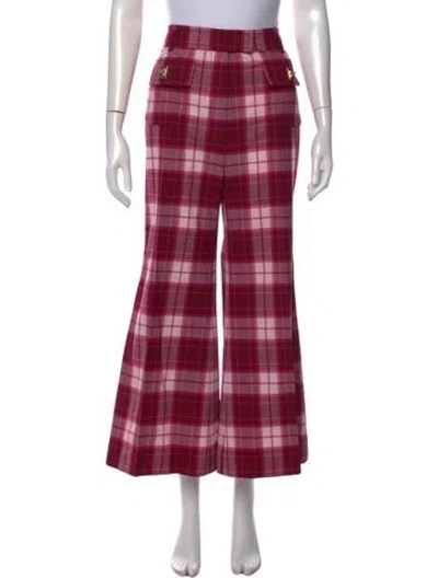 Pre-owned Zimmermann Plaid Print Wide Leg Pants In Pink