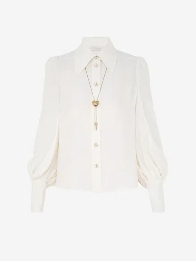Zimmermann Plain Collar Blouse In Beige