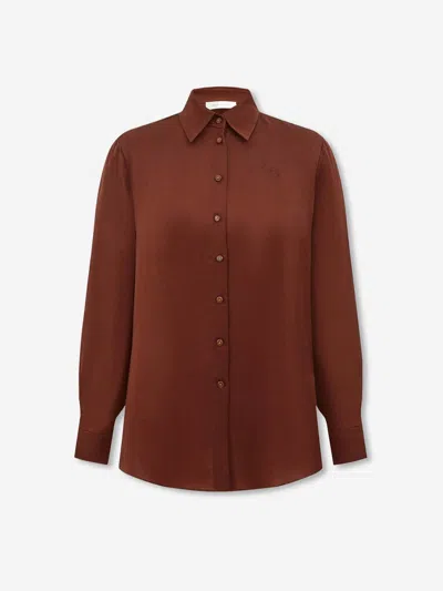 Zimmermann Plain Silk Blouse In Brown