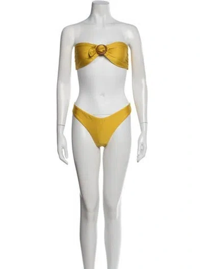 Pre-owned Zimmermann Pleated Accents Bikini W/ Tags In Yellow