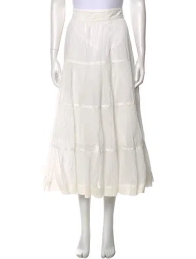 Pre-owned Zimmermann Pleated Accents Midi Length Skirt In White