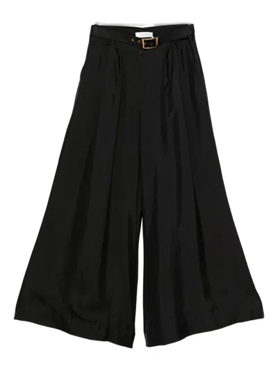Zimmermann Pleated Belted Trousers In Black