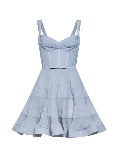 Zimmermann Pleated Bustier Mini Dress In Blue