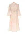 Zimmermann Crush Buttoned Midi Dress In Ciara Floral In Nude