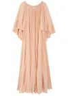 Zimmermann Illuminate Cape-effect Pleated Crepe De Chine Maxi Dress