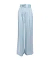 Zimmermann Pleated Silk Trousers In Blue