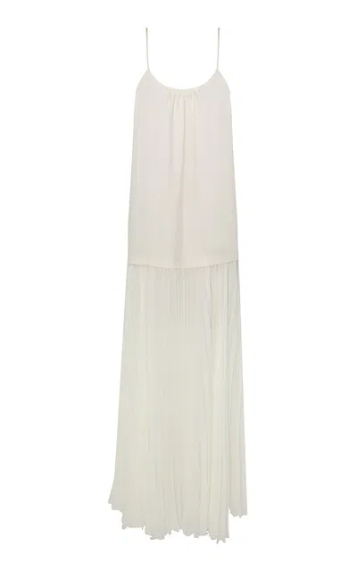Zimmermann Pleated Crepe Midi Dress In Off-white