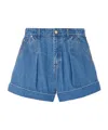 Zimmermann Pleated Denim Shorts With Cuff In Multi