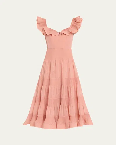 ZIMMERMANN PLEATED FILL MIDI DRESS