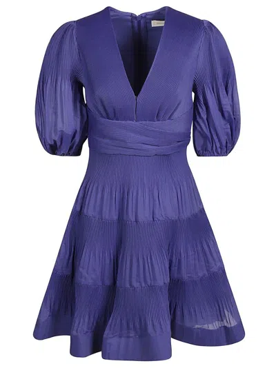 Zimmermann Pleated Mini Dress In Purple