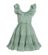 Zimmermann Womens Eucalyptus Pleated Frilled Woven Mini Dress In Green