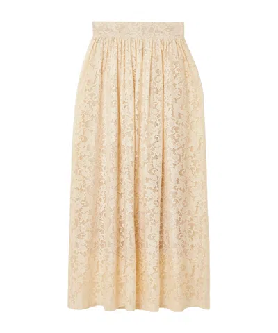Zimmermann Pleated Lace Midi Skirt In Brown