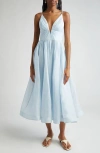 Shop Zimmermann Pleated Linen & Silk Midi Dress In Mint