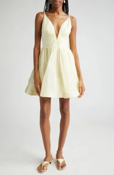 Zimmermann Pleated Linen & Silk Minidress In Lemon
