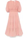 Zimmermann Pleated Midi Dress In Pink