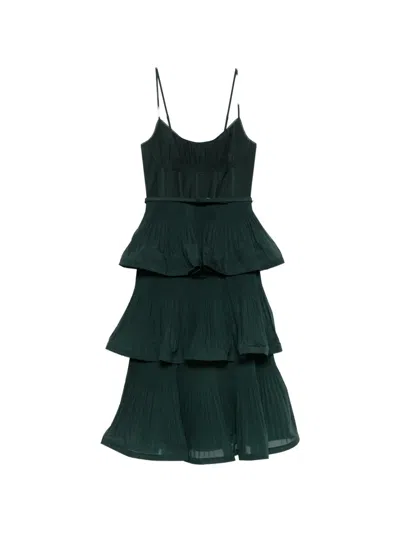 Zimmermann Pleated Midi Dress In Green