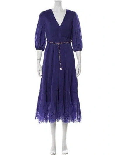 Pre-owned Zimmermann Pleated Midi Dress Midi Length Dress In Blue