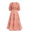 Zimmermann Pleated Midi Dress In Pink
