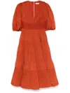 Zimmermann Pleated Midi Dress Deep V-neck