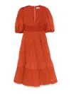 Zimmermann Pleated Midi Dress Deep V-neck