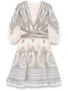 Zimmermann Mini Dress With Printed Intricate Pattern In Neutrals