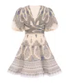 Zimmermann Mini Dress With Printed Intricate Pattern In Nude