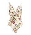 Zimmermann Womens Vanilla Floral Patience Tuck Plunge Floral One-piece Swimsuit In Neutral