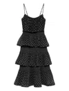 Zimmermann Pleated Tiered Midi Dress In Black Cream Polka Dot In Black