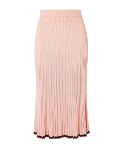 Zimmermann Pleated Ribbed-knit Midi Skirt In Pink