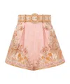 Zimmermann Acacia Linen Shorts In Pink