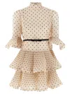 Zimmermann Pleated Sleeved Dresses White/black In Gold