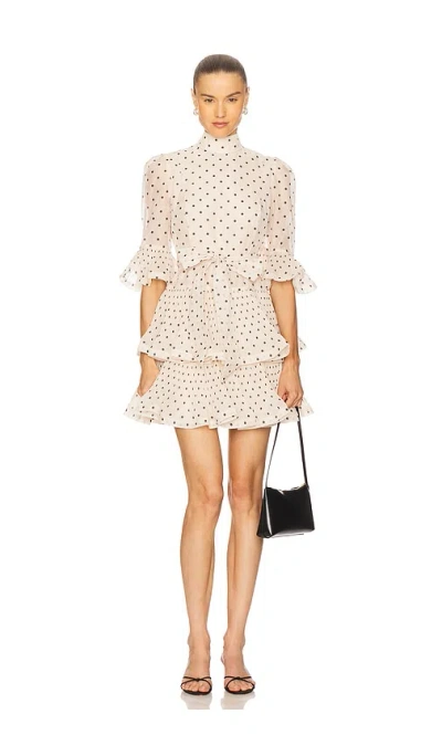 Zimmermann Pleated Sleeved Mini Dress In Multi