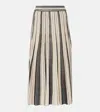 Zimmermann Story 1 Striped Pleated Metallic Stretch-knit Midi Skirt In Black/gold