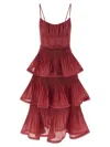Zimmermann Womens Rose Pleated Tiered Woven Midi Dress In Red