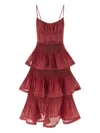 Zimmermann Pleated Tiered Midi Dress In Red