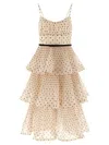 Zimmermann Pleated Tiered Midi Dress In Metallic