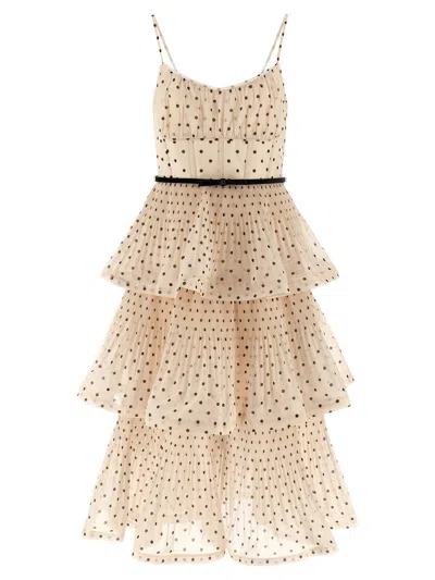 Zimmermann Pleated Tiered Midi Dress In Metallic