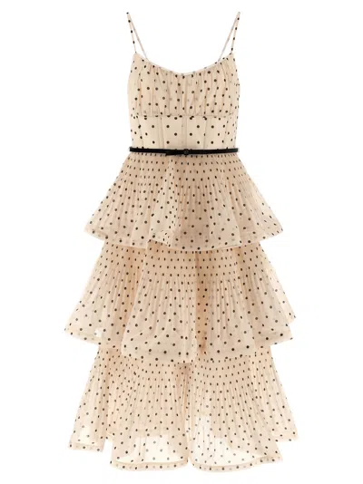ZIMMERMANN PLEATED TIERED MIDI DRESSES BEIGE