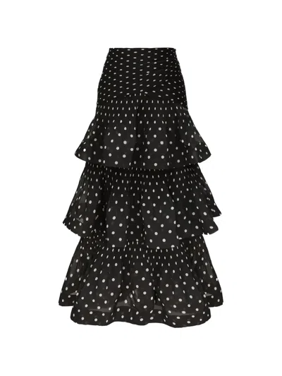 Zimmermann Pleated Tiered Skirt In Black
